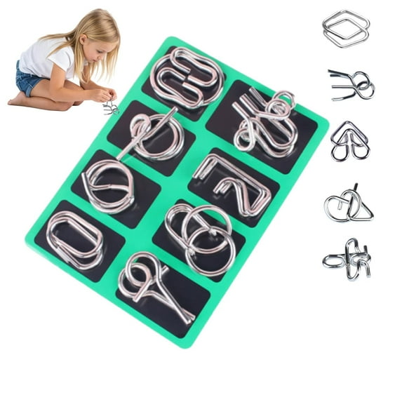 2026 Metal Montessori Puzzle Solving, Metal Brain Teaser Puzzles, Steel IQ Games Physics Mind Metal Puzzles for Adults, for Party Favor Challenge, with Pouch (C)