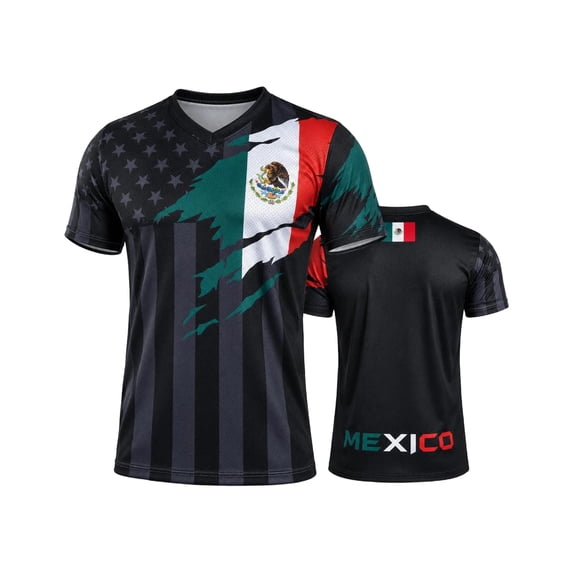 2026 Mexico Soccer Jersey for Men, V Neck Short Sleeve Breathable Football Fan T Shirt