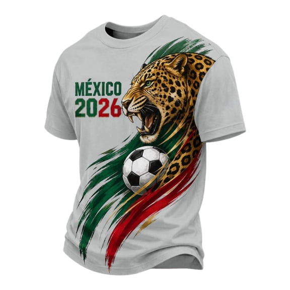 2026 Mexico Soccer Tops Men Short Sleeve Crew Neck Mexico Soccer Jerseys Black Gold Cultural Digital Print Funny Football Graphic Fan Tee For Game Day Stadium Watch Party shirts,Gray 3XL