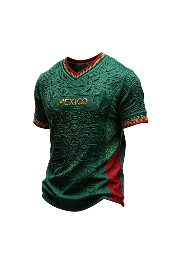 2026 Mexico Soccer Tops Men Short Sleeve Crew Neck Mexico Soccer Jerseys Black Gold Cultural Digital Print Funny Football Graphic Fan Tee For Game Day Stadium Watch Party shirts,Turquoise L
