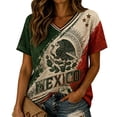 thumbnail image 1 of 2026 Mexico Women Football Fan Jersey Patriotic Flag Print Short Sleeve V Neck Sport Tee Casual Match Watch Party Shirts Green XL, 1 of 4