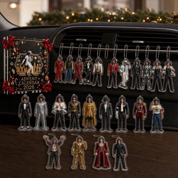 2026 Michael Advent Calendar, 24Pcs 3D Resin MJ Character Hanging Ornaments Christmas Countdown Blind Box, Music Fans Xmas Collectible Surprise Gift