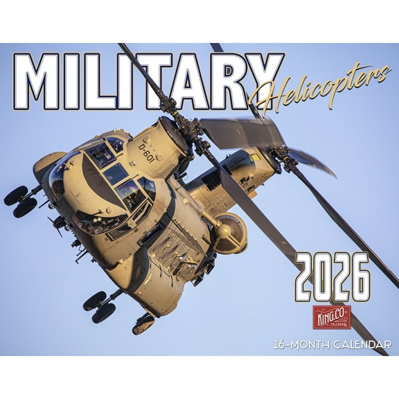 2026 Military Helicopters Wall Calendar 16-Month X-Large Size 14x22, Wartime Helicopter Calendar by The KING Company-Monster Calendars