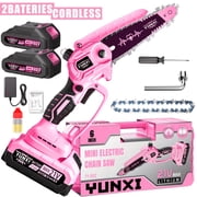 2026 Mini 6-inch Cordless Chain Saw, 21V Battery Powered, Pink, 1-2 Batteries