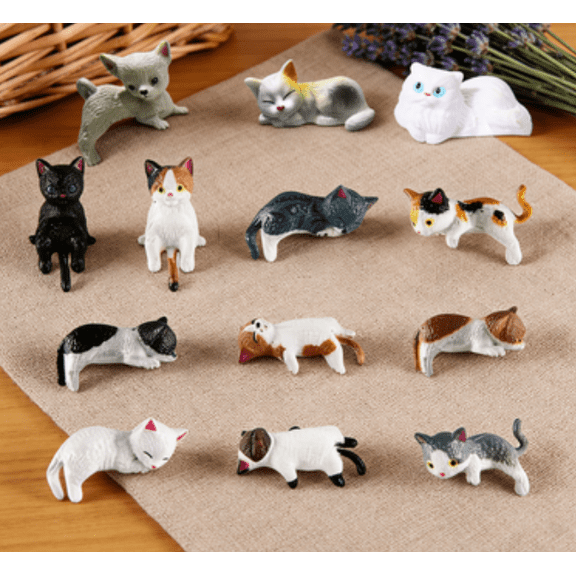 2026 Mini Cat Desk Figurines – Set of 13 Adorable Handcrafted Kittens for Your Workspace, Cute Resin Cat Car Dashboard Decoration, Mini Cats Ornament for Computer Monitor Desk Office