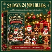 2026 Mini Christmas Brick Ornament Advent Calendar, 2D Acrylic 24 Collectible Buildable Holiday Decor, Santa Train Wreath Mini Brick Set for Xmas Scene & Gift