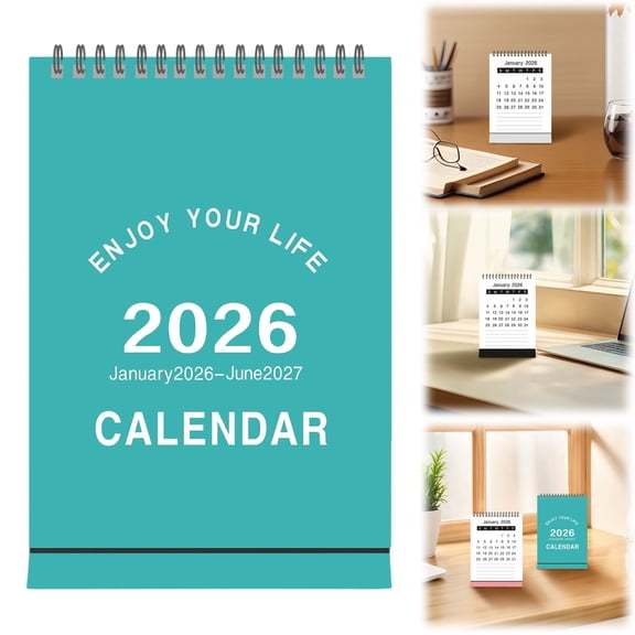 2026 Mini Desk Calendar, Small Desk Calendars, Stand up Desk Table Calendar, Mini Calendar(2026.6-2027.1), Standing Flip Schedule for Home Office Table Decoration Blue