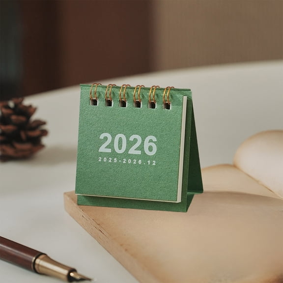2026 Mini Desk Calendar, Small Desktop Calendar, Small Desktop Calendar from Oct 2025 to Dec 2026, Compact Standing Flip Calendar with Twin Wires Binding