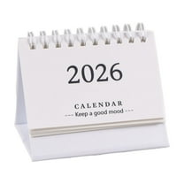 2026 Mini Desktop Calendar, Compact Spiral-Bound English Version Planner with Notepad Function, Cute Fresh Style Desktop Decoration (3.66X2.95X2.55in)