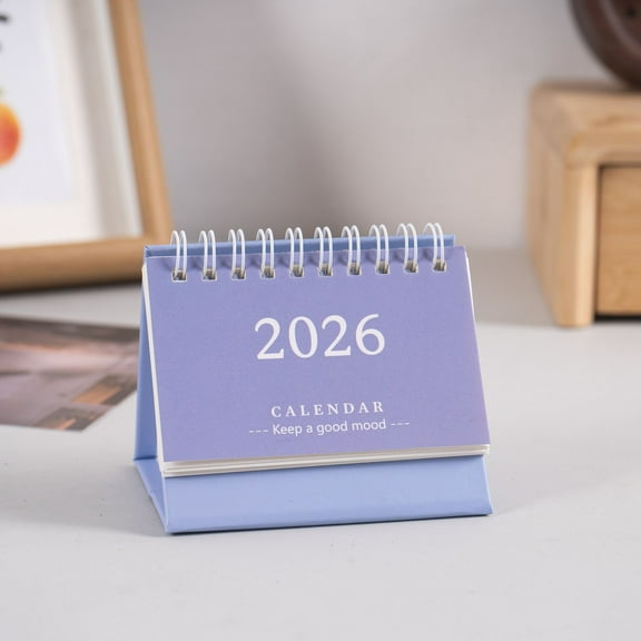 2026 Mini Desktop Calendar - July 2025 to December 2026, Small Vertical Flip-Up Calendar with Twin-Wire Binding, Thick Paper, Sturdy Base, Daily Schedule Planner, Notepad for Home Office Organization