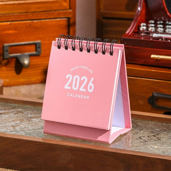 2026 Mini Desktop Calendar Stand - Daily Monthly Flip Planner for Office Desk, Tabletop Scheduler Organizer
