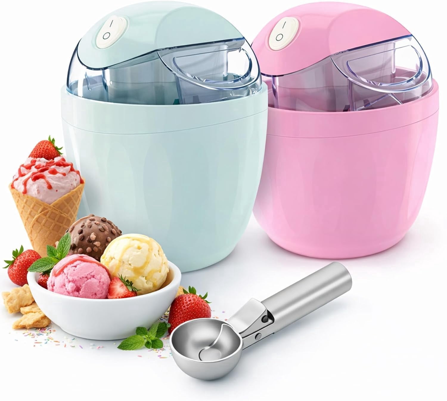 2026 Mini Ice Cream Maker 1QT with Easy-Lock Lid, 15-Min Frozen Yogurt Sorbet Gelato Maker for Healthy Homemade Dessert, Small Home Appliance