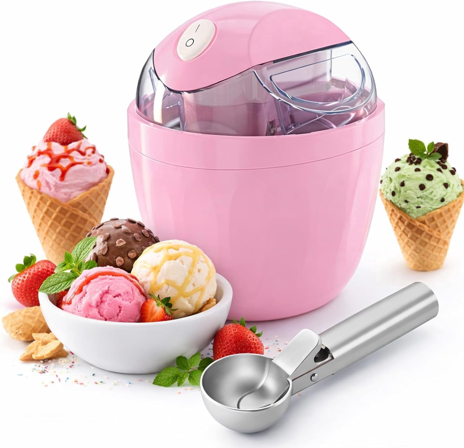 2026 Mini Ice Cream Maker 1QT with Easy-Lock Lid, 15-Min Frozen Yogurt Sorbet Gelato Maker for Healthy Homemade Dessert, Small Home Appliance