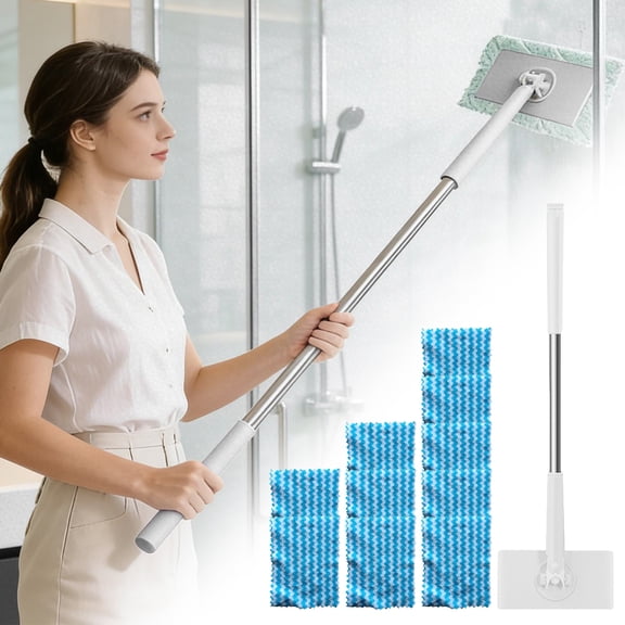 2026 Mini Mop with Automatic Cloth Gripping & Releasing, 360° Rotating Mop Head, Hands-Free Wet/Dry Cleaning, Universal Cloth Compatibility with 10 Magic Cleaning Cloths,snap grip mini mop