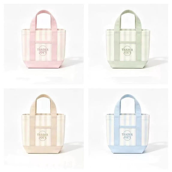 2026 Mini Pastel Stripe Canvas Tote Bag, Limited Edition Canvas Embroidery Handbag, Women's Lightweight Durable Summer Beach Bag for Vacation Commute Everyday, Green