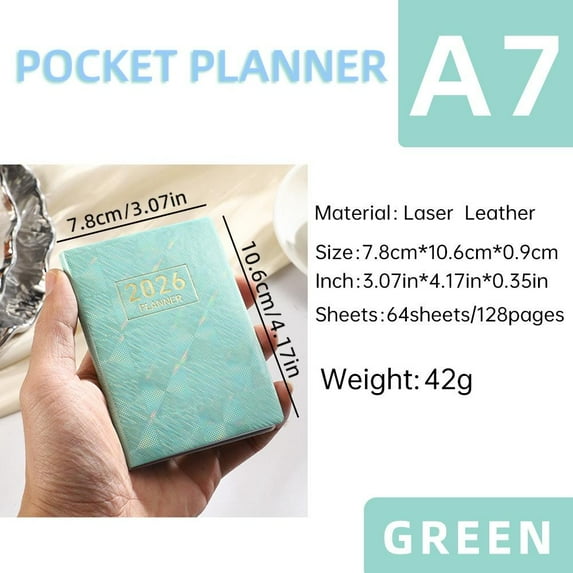 2026 Mini Pocket Notebook A7 English Calendar Planner Notebooks 64 sheets 128 page Weekly Schedule Book Office School Stationery