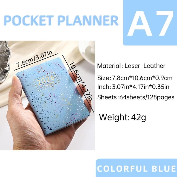 2026 Mini Pocket Notebook A7 English Calendar Planner Notebooks 64 sheets 128 page Weekly Schedule Book Office School Stationery