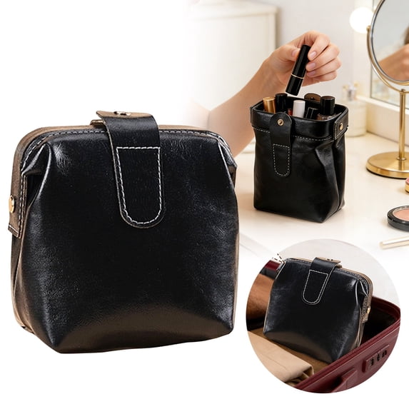 2026 Mini Portable Makeup Brush Organizer Bag, Multifunctional Travel Item Organizer Conveniently Accessible, Made Of PU Simple And Stylish Storage Bag, Cosmetic Brush Holder For Travel