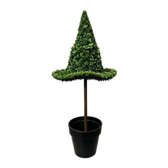 2026 Mini Witch Hat Boxwood Topiary 22 Inch Artificial Desk Plant Faux Potted Shrub Fall Thanksgiving Table Decor