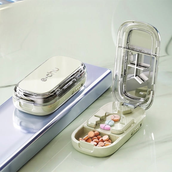 2026 Mint Green Pill Cutter Splitter | Adjustable 1/2 1/3 1/4 Tablet Cutter for Small Pills | Travel Pill Cutter with Storage Compartment | Safe Medication Tool