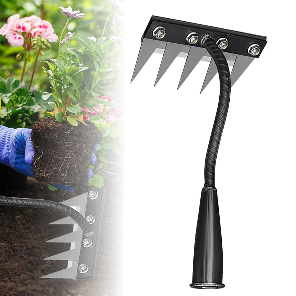 Gift Model Rakes 2026 Model Carbon Steel Weeding Rake, 5/6/7/8 Teeth Professional Garden ...
