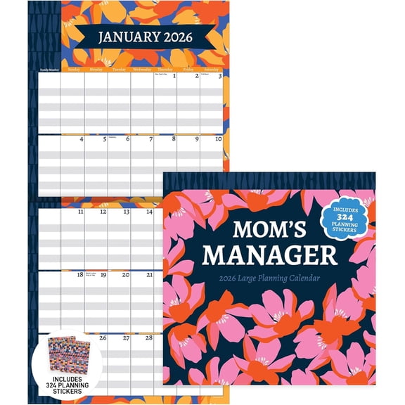 2026 Mom's Manager Wall - Large Grids for Appointments and Scheduling Vertical Monthly with Premium Matte Paper Home Office Organization 12x12in