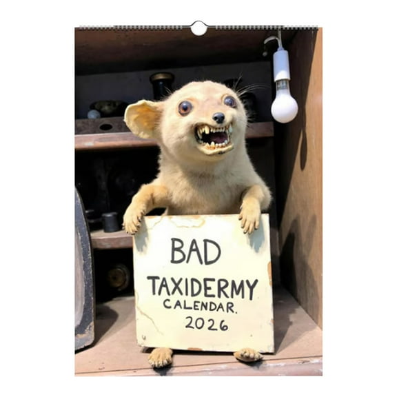 2026 Monthly Bad Taxidermy Calendar Funny Animal Fails White Elephant Prank Gifts