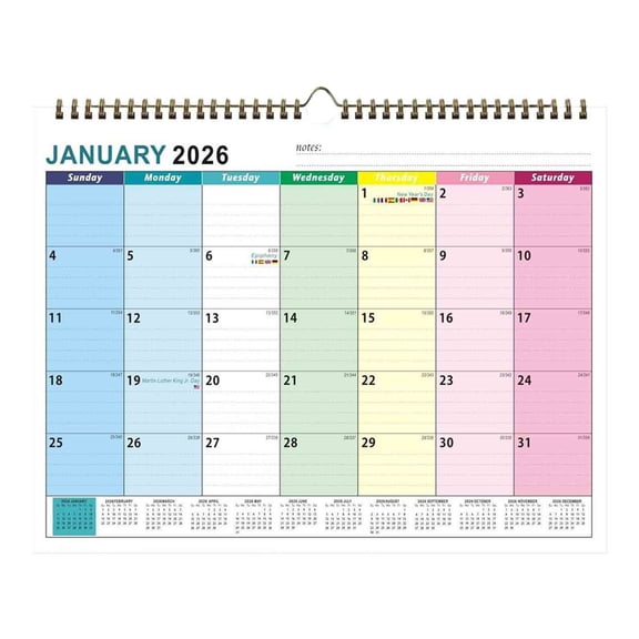 2026 Monthly Calendar, Wall Planner, Hanging Desk Calendar, 18 Month Schedule Book With Twin Binding Hanging Hook, Watercolor Art Design For Home Office Classroom, January 2026 To June 2027