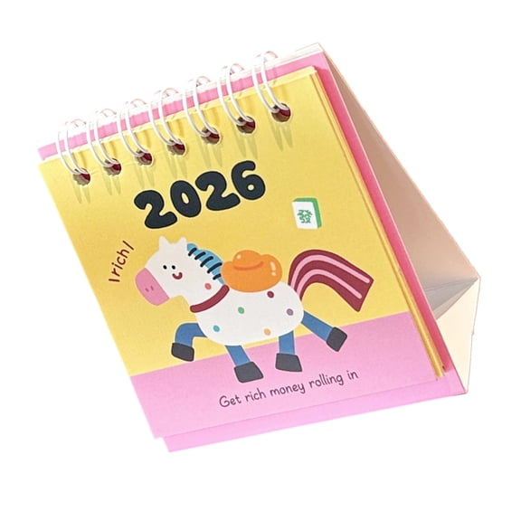 2026 Monthly Planner Desk Calendar With Cartoon Horse Theme Light weight Office Calendar Home Decoration Piece