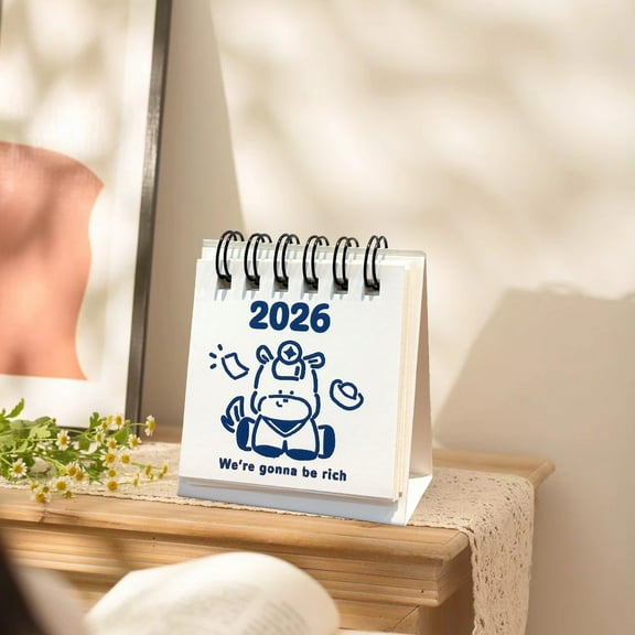 2026 Monthly Planner Desk Calendar with Cartoon Horse Theme Light Weight Office Home Decoration Piece Recyclable Family Use