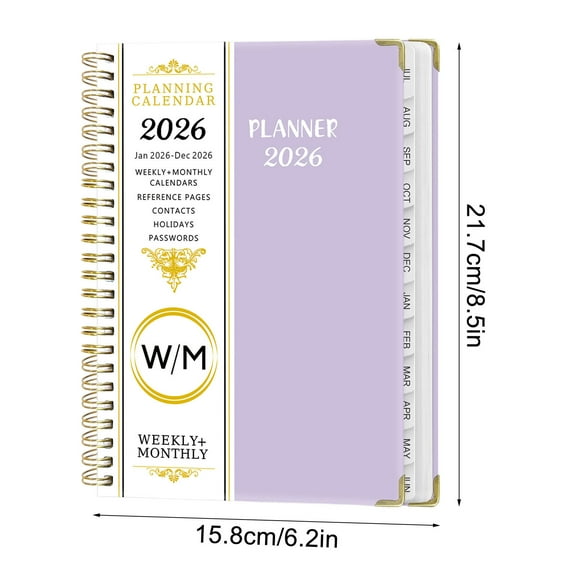 2026 Monthly Planner Notebook with Dividers, A5 Coil Bound Schedule Book for Daily Planning and Goal Tracking, Ideal for Office Organization and Academic Success