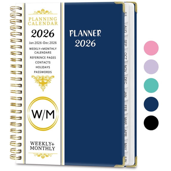 2026 Monthly Planner Notebook, Organizational Calendar, Efficient Time Management with Double Line Binding and Inner Pocket, Durable Portable Planner for Office Home Use