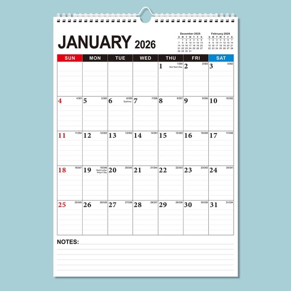 2026 Monthly Wall Calendar 17x11 Inch 18 Month Planner with Hanging Hook Binding Paper Organizer