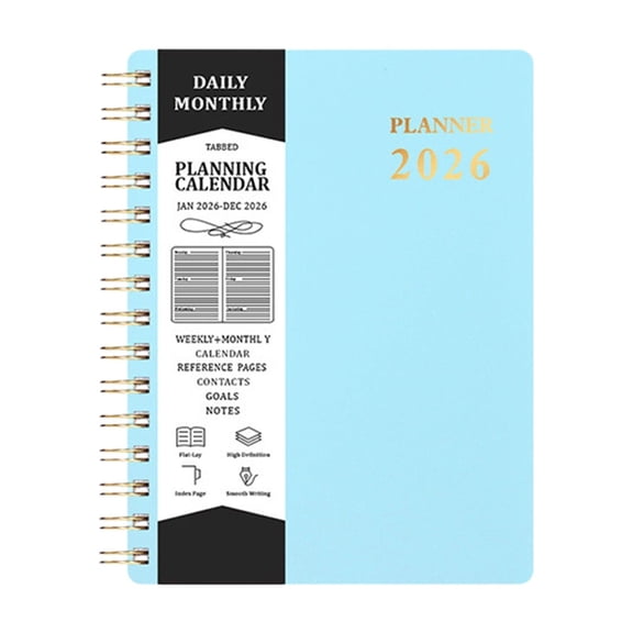 2026 Monthly Weekly Planner Coil Schedule Book for Student Modern Design Daily Planner for Home School Office (Blue)