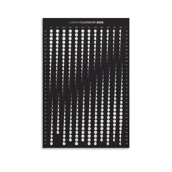 2026 Moon Phases Lunar Calendar Poster Gift Canvas Wall Art Aesthetic Decorative Painting Living Room Posters