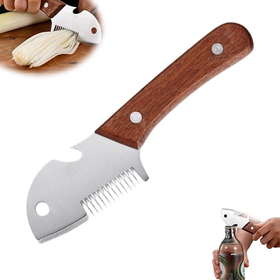 2026 Multi-Functional Vegetable Peeler,Scallion Cutter and Bottle Opener,Ergonomic Wooden Handle Kitchen Gadgets,Stainless Steel Peeler for Kitchen Cooking Restaurant Food Prep Station Barbecue Party