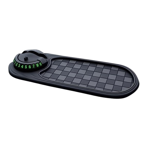 2026 Multifunctional Car Dashboard Phone Holder Anti-Slip Mat with Parking Card Number Plate Phone Mount.(Black)