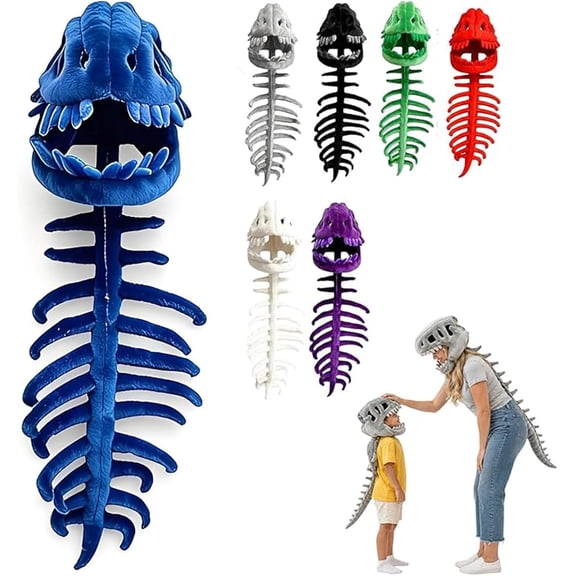 2026 My Cozy Dino Plush Skeleton Hood,3D Spinosaurus Skull Mask & Plush Spine For Dress-Up, Parties & Photos