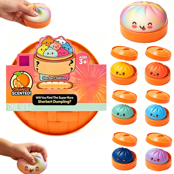 2026 Mystery Rainbow Dumpling Squishy, Blind Bun Squishies Random Solid Color with Steamer Box, Nonoxic Silicone Fidget Collectible Novelty Toy for Kids Gifts A-Random 1PC