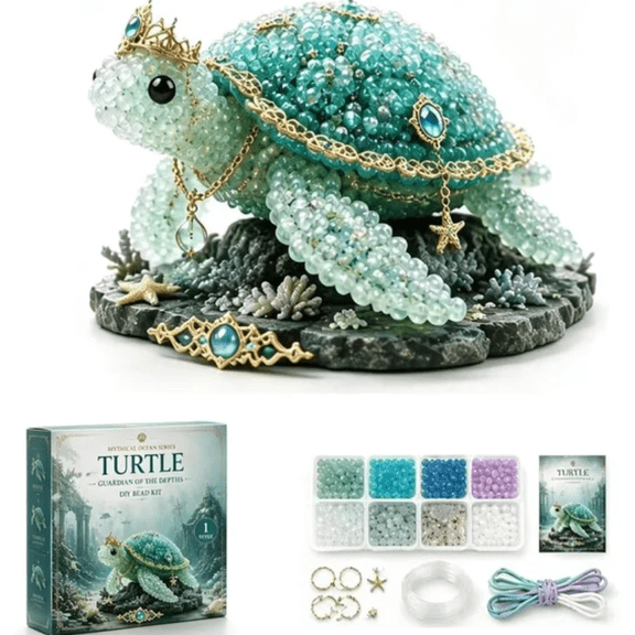 2026 Mythical Ocean DIY Bead Kit for Beginners – 3D Beaded Animal Making Kit with Step-by-Step Instructions, for Beginners & Craft Enthusiasts Turtle