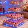 thumbnail image 1 of 2026 NEW 4 Tier Cupcake Stand Acrylic Tower Display with LED Light Holder Dessert Tree Tower for Birthday Cady Bar Decor Weddings, Parties Events, Party Cake Display and Decoration (Blue), 1 of 5