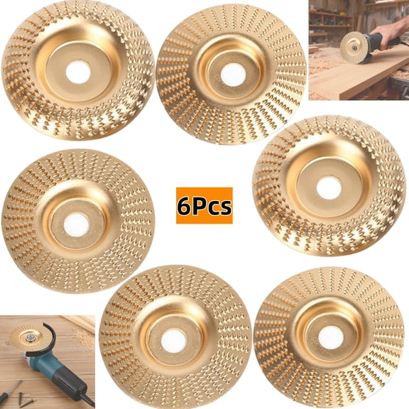 2026 NEW 6PCS Wood Carving Disc Set for 4" and 4-1/2" Angle Grinder, Carbide Grinding Shaping Wheel with 5/8" Arbor, Angle Grinder Wood Carving Disc Attachments for Wood Cutting, Carving, Sanding