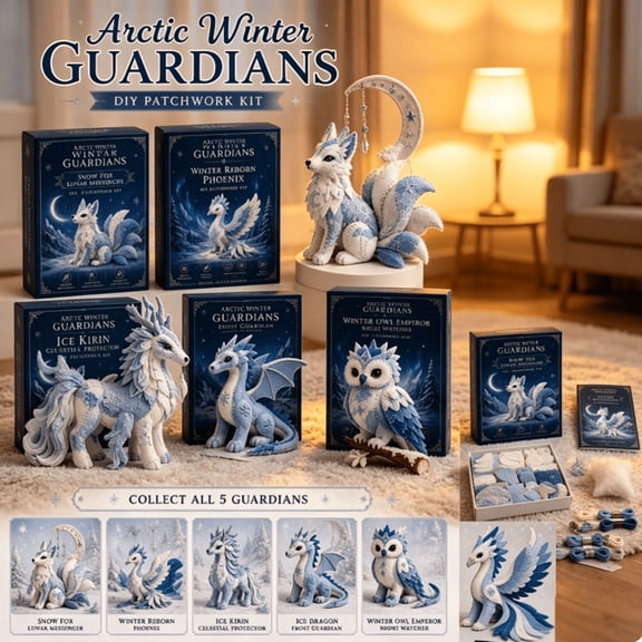 2026 NEW Arctic Winter Guardians DIY Patchwork Kit, Felt Arctic Winter Guardians Sewing Craft Kit, 3D Patchwork Fantasy Creature, DIY Plush Animal Sewing Kit, Handmade Craft Gift for Beginners