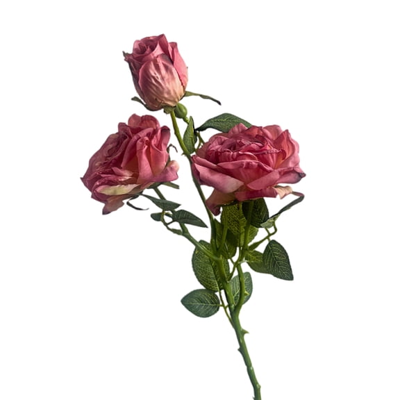 2026 NEW Artificial Rose Stem 21.65 Inch Silk Flowers With 3 Blooms Premium Polyester Material Wedding And Event Decor Indoor Use French Style Artificial Flower for Home Hot Pink