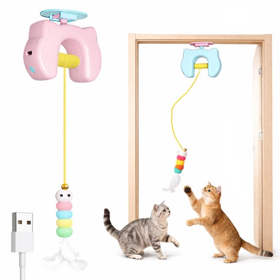 2026 NEW Automatic Cat Toy, Interactive Hanging Cat Toy with Retractable Cord for Indoor Cats
