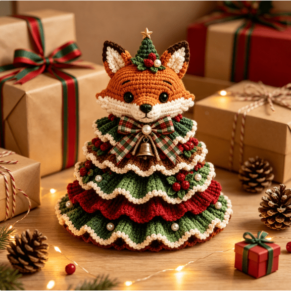 2026 NEW Beginner Crochet Animal Christmas Tree DIY Kit, DIY Handmade Ornament Craft Set with Yarn & Embellishments, Christmas Craft Gift for Beginners