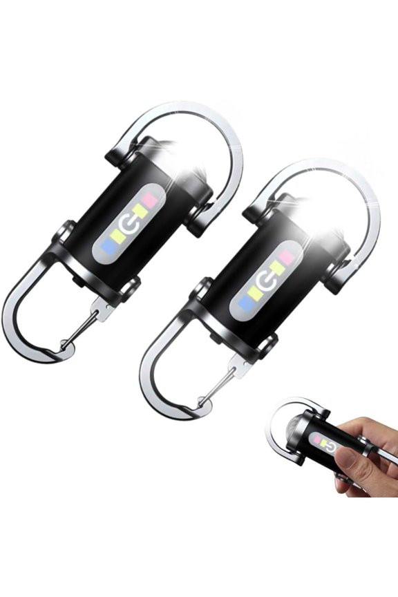 2026 NEW Bright Mini Keychain Flashlight Waterproof, Portable Rechargeable EDC Keychain Light, 1200LM for Camping Hiking Rescue (Silver, 2PCS) (K)