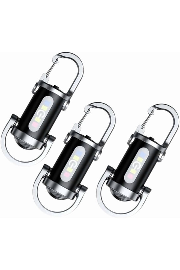 2026 NEW Bright Mini Keychain Flashlight Waterproof, Portable Rechargeable EDC Keychain Light, 1200LM for Camping Hiking Rescue (Silver, 3PCS) (K)