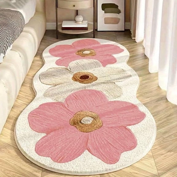 2026 NEW Cute Flower Bath Mat, Flower Pattern Non-Slip Washable Rugs Floor Mat, Bathroom Rugs Non Slip Washable High Absorbent Easy to Clean (Style 1-Pink,19.7 * 47.2 in)