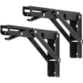thumbnail image 1 of 2026 NEW Folding Shelf Brackets, 8 Inch Durable Fold Down L Bracket, Wall Mounted Table Hinge with 90 Degree Locking 2PCS, 1 of 8